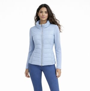 Amina Rubinacci Light Blue Quilted Puffer And Cotton Knit Jacket Size 0/2